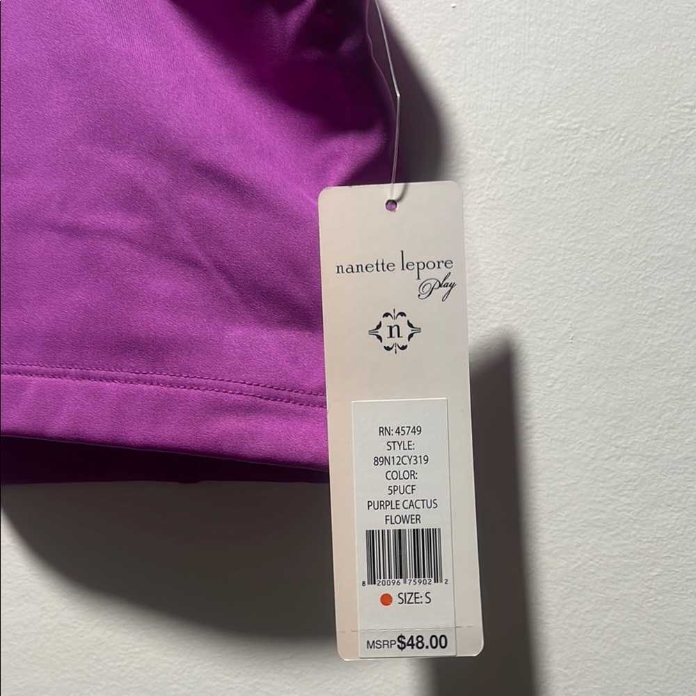 Nanette Lepore Purple Sports Bra with Floral Accent - Picture 3 of 6